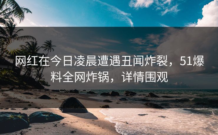 网红在今日凌晨遭遇丑闻炸裂，51爆料全网炸锅，详情围观