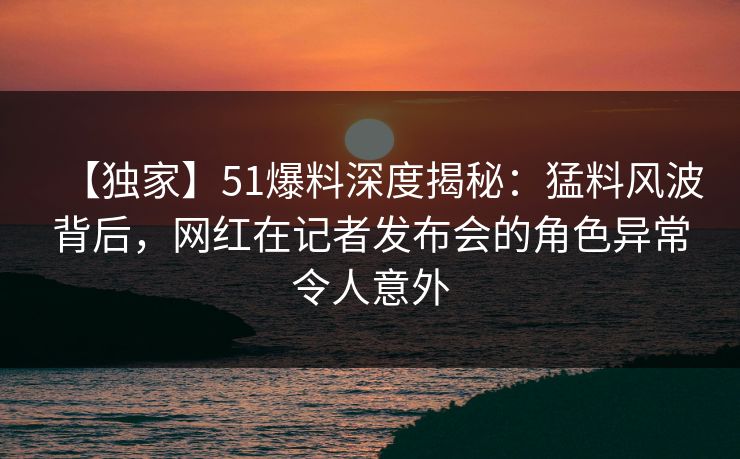 【独家】51爆料深度揭秘：猛料风波背后，网红在记者发布会的角色异常令人意外